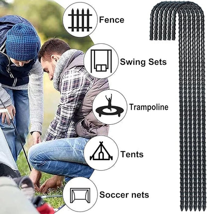 16 Inch Ground Rebar Stakes, J Hook Extra Heavy Duty Rust Proof Coated Steel Ground Anchors with Chisel Point End for Camping Tent and Canopy Tent (8)