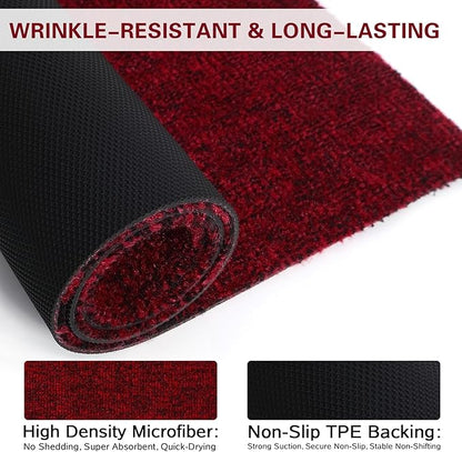 Front Door Mat Indoor and Outdoor, Non-Slip Low Profile Doormat 60"x35", Thin Yet Super Water, Quick-Drying, Dirt Resistant,No Shedding Doormats for Entrances, Garage, Pets,Hotel,Office,Red