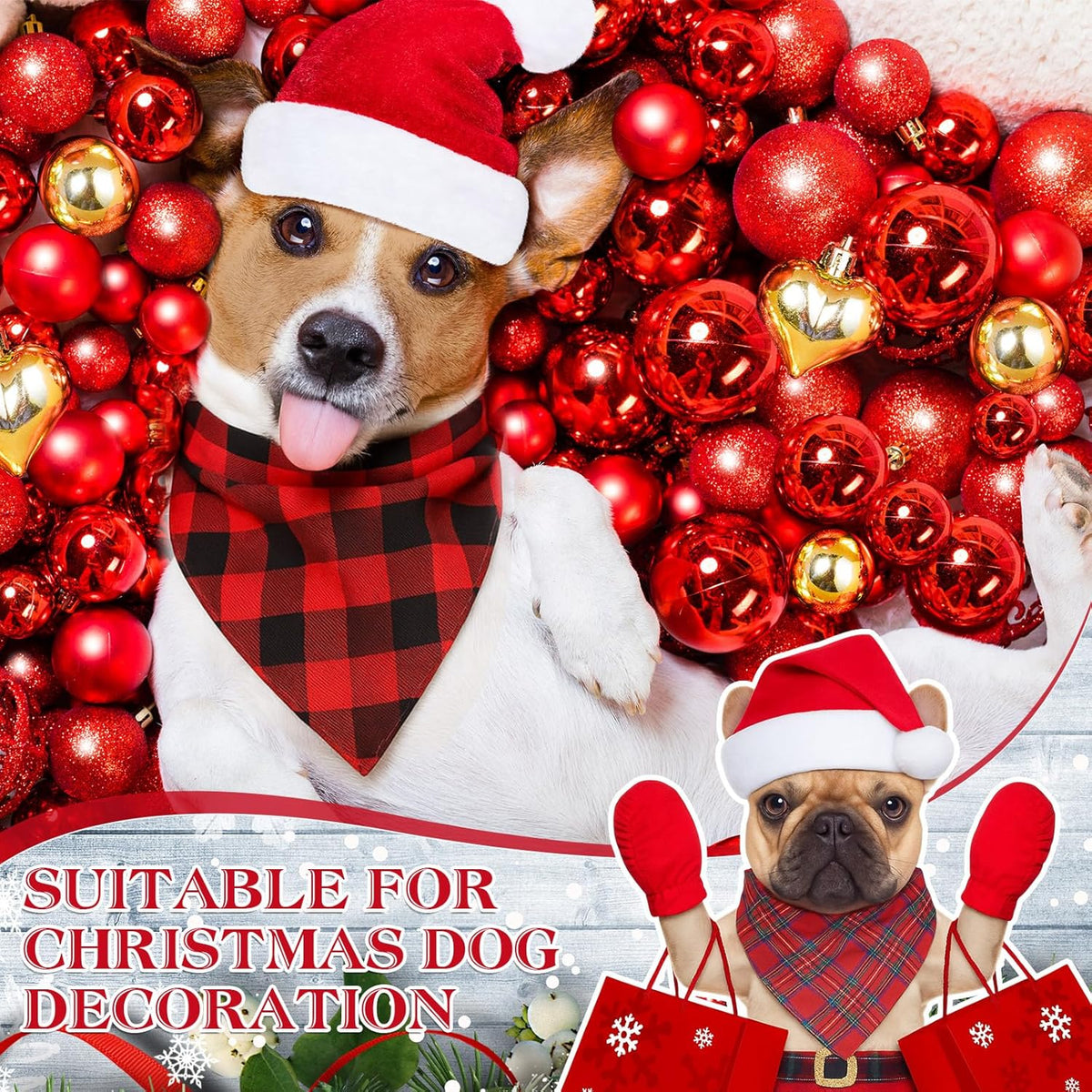 100 Pcs Christmas Dog Bandanas Bulk Xmas Red Plaid Bandanas Soft Triangle Bibs Adjustable Scarf for Small Medium Large Pets