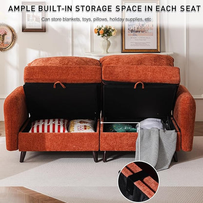 Rexulqo 73'' Loveseat Sofa with All Seats Storage, Modular Sectional Couch with Deep Seat,Oversized Comfy Couch with 7.8'' Cushion for Living Room,Bedroom,Velet,Orange