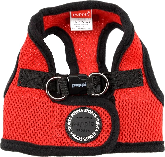 Puppia Soft Vest Dog Harness Step-in Padded Mesh No Choke No Pull Comfortable Walking Running Training for Small Medium Large Dogs, Red, XXX-Large