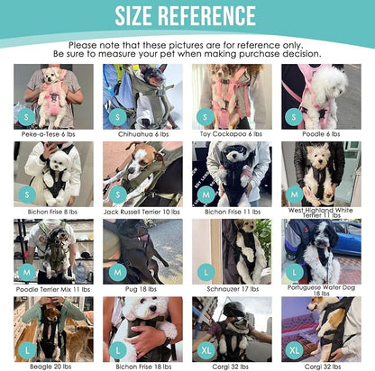 Lukovee Dog Backpack Carrier, Adjustable Front Carrier for Small Breeds | Legs Out Easy-fit, Hands Free, Lightweight, Dog Chest Pack for Hiking Travel Cycling Outdoor (B,L)