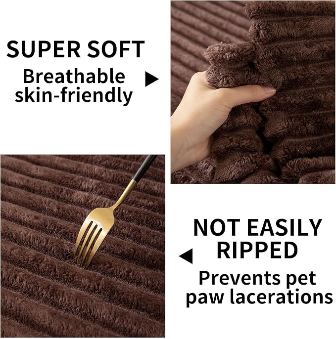 HAOMAIJIA Waterproof Couch Cover for Dogs Washable,Faux Fur Pet Couch Covers for Sofa,Soft Dog Bed Cover Non-Slip Couch Covers for 3 Cushion Couch Sofa Pet Friendly (Brown, 35" x 82" 1 Pack)