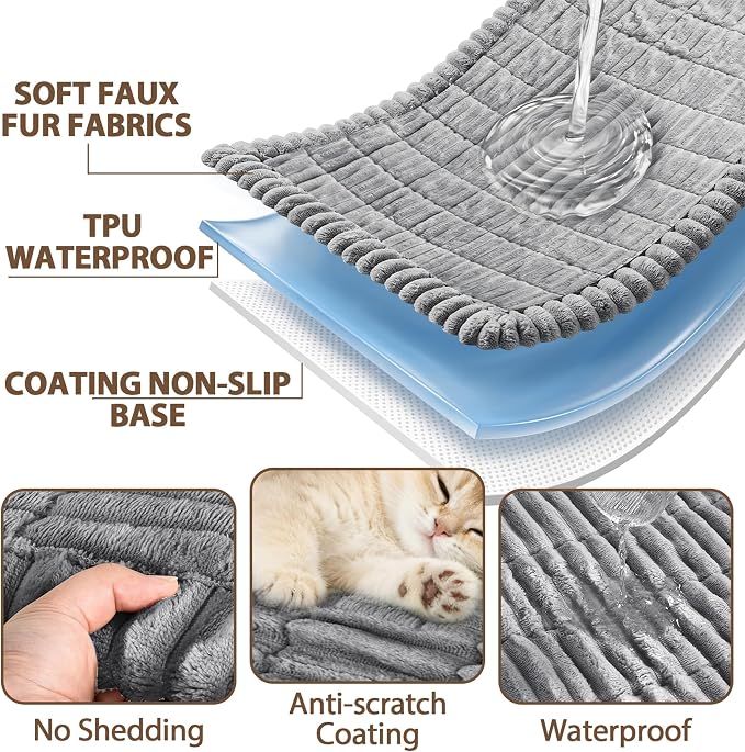 FUANGUI Waterproof Couch Cover Sofa Cover for Dogs and Pets Sofa Protector | Non-Slip Washable Fuzzy Soft Cat Bed Sofa Slipcover for 2-3 Cushion Couch Sofa Pet Friendly, Grey, 27.6" x 94.5", 1 pcs