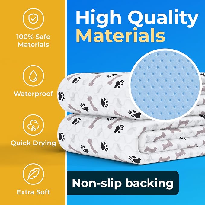 Washable Pee Pads for Dogs - Waterproof Reusable Puppy Pads with Anti-Slip Backing, Pet Training Pad for Puppy Playpen, Crate, Whelping Box, Potty Training (Pack of 2 - 34x36)