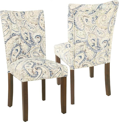 HomePop Classic Parsons Dining Chair - Blue Velvet Paisley Print (Set of 2)
