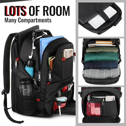 YOREPEK Large Backpack for Men, Extra Large Laptop Backpacks for Men Women, Water Resistant Travel Backpack Airline Approved Business Work Bag Fits 18.4 Inch Computer, Black