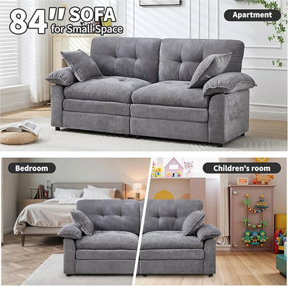 84" Loveseat Sofa, Modern Couches for Living Room,Double-Layer Cushion Cloud Couch with Deep Seat,Super Comfy Chenille Sofas,Sturdy Frame, Easy Assembly for Bedroom, Apartment, Office, Dark Grey