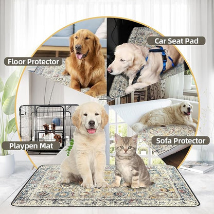 SCLOSE Washable Pee Pad for Dogs, 32" x 24" Reusable Puppy Pads Waterproof Dog Rugs, Super Absorbent, Leakproof, Dog Crate Pad, Playpen Mat, Whelping Pads, Vintage