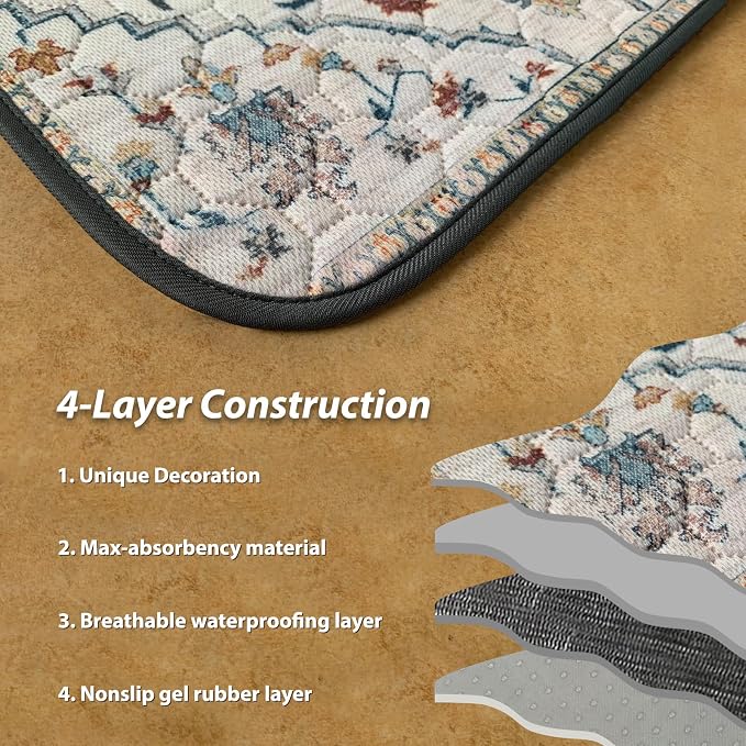 nunubaby Washable Pee Pads for Dogs, Stylish, Non-Slip and Leak-Proof Pee Pads. Reusable Potty Pads for Dogs for Crates and Floors.(Beige/Floral, 48" x48")