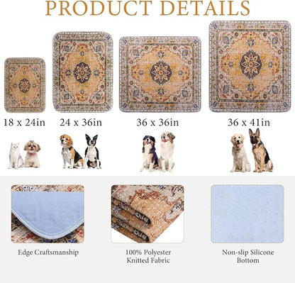 Homimp Washable Pee Pads for Dogs, 2 Pack Reusable Puppy Pads Waterproof, Absorbent and Leakproof Dog Pee Pads, Non Slip Puppy Training Pads, Pet Mat for Floor,Crate,Couch,Whelping,Khaki, 24"x36"