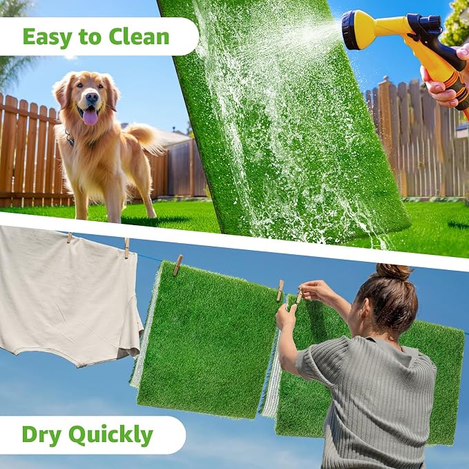 Artificial Dog Grass Pee Pad 39.4"x 31.5" 1 Pack, Fake Grass Potty Training | Easy to Clean, with Drainage, Reusable, Realistic, Pet-Friendly, Turf Grass Mat, for Apartment, Balcony, Indoor Outddor Use