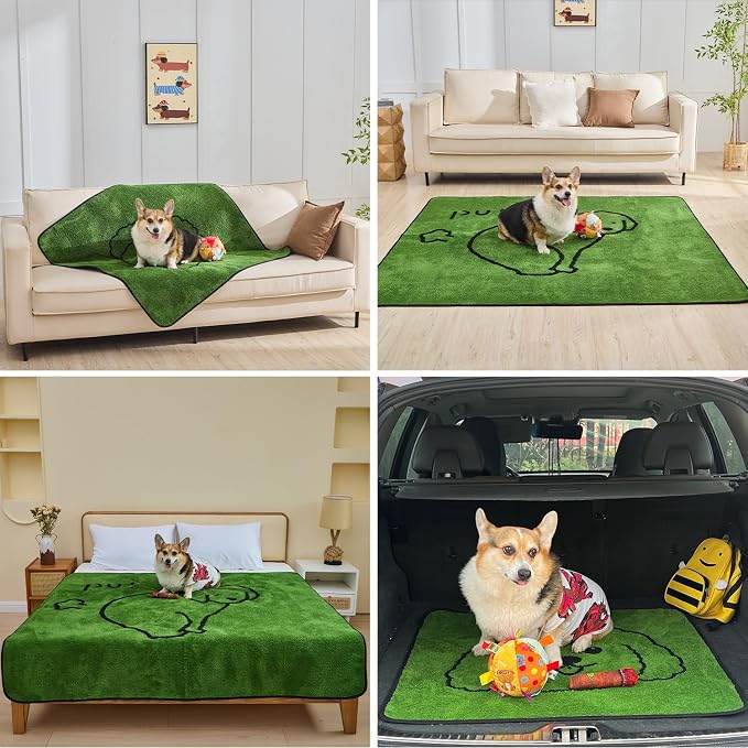 Reusable Puppy Pads , Washable Pee Pads for Dogs 36" x 41" 2 Pack | Super Absorbent & Leakproof Potty Training Pads, Plush Grass-Look With Non-Slip Backing For Crates, Playpens & Small Pets
