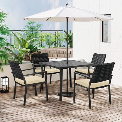 Outdoor Chair Cushions 18.5x16 Inch Waterproof Patio Chair Cushions with Tie 5 Year Color Fastness Thick Outdoor Seat Cushion for Patio Furniture Beige Set of 4