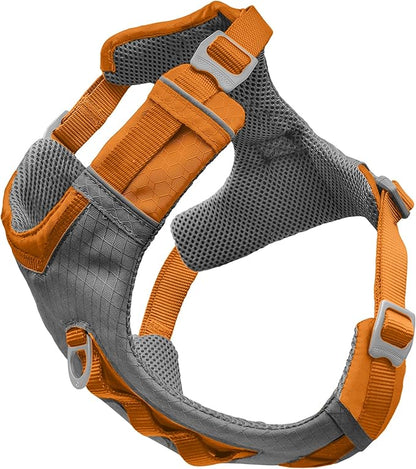 Kurgo Journey Air Dog Harness, Orange, Large | Padded Chest, Ripstop Outer & Breathable Mesh, Back Assist Handle, Rust-Free Aluminum Hardware, Reflective Trim