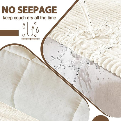 FUANGUI Waterproof Couch Cover Sofa Cover for Dogs and Pets Sofa Protector | Non-Slip Washable Fuzzy Soft Cat Bed Sofa Slipcover for 2-3 Cushion Couch Sofa Pet Friendly, Beige, 27.6" x 82.7", 1 pcs