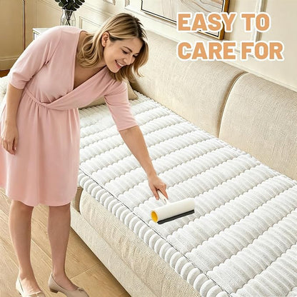 Couch Cover for Dogs Washable,Non Slip Fuzzy Durable Pet Friendly Cozy | Soft Slipcovers for 3 Cushion Sofa Cover,Plush Thick Protector Fits Mat Bed Leather & Fabric Couches (White 27.6"x82.7")