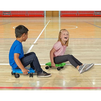 hand2mind Blue Indoor Scooter Board with Handles, Sit Down Floor Scooter, Gym Activities for Kids, Indoor Recess Games, Sport Scooters, Physical Education Equipment, Gross Motor Toys