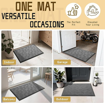 Yimobra Large Door Mat 47x24, All-Weather Waterproof Non-Slip Welcome Matt Outdoor, Heavy Duty Non Slip Doormat for Entryway for Patio and Garage Indoor, Easy Clean, Grey