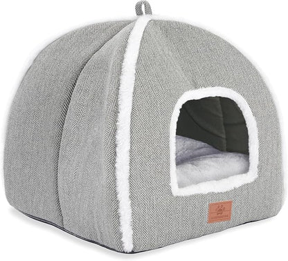 Cat Bed for Indoor Cats - Cat Cave Bed Cat House Cat Tent with Removable Washable Cushioned Pillow, Soft and Self Warming Kitten beds, for Small and Medium Cat Beds & Furniture