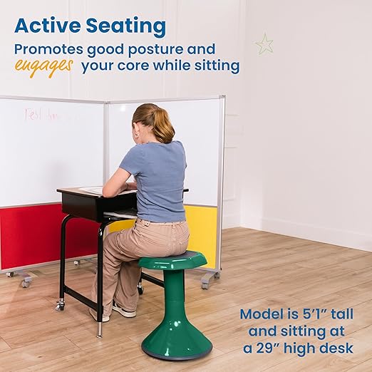ECR4Kids ACE Active Core Engagement Wobble Stool, 18-Inch Seat Height, Flexible Seating, Green