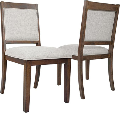 HomePop Open Back Upholstered Wood Frame Dining Chairs -Neutral Textured Solid (Set of 2)