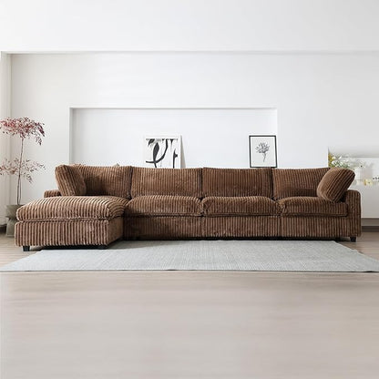 WJShome Cloud Modular Sectional Sofa,160" Oversized L Shaped Sofa Couch with Storage Ottoman,5 Seater Comfy Couch with Chaise Couches,Covers Washable&Replaceable (Brown)