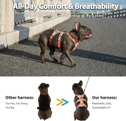 No Escape Dog Harness, Escape Proof Harness, Fully Reflective Harness with Padded Handle, Breathable,Durable, Adjustable Vest for Medium Dogs Walking, Training, and Running Gear (Orange,M)