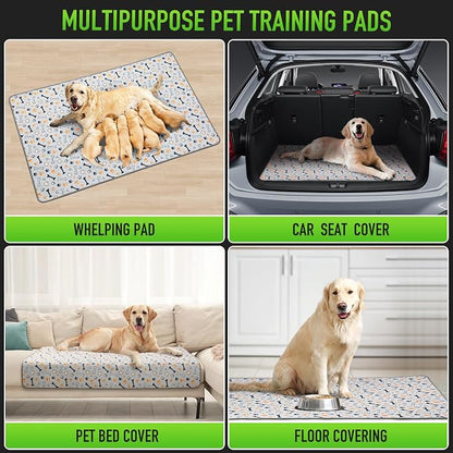 Hompet Washable Pee Pads for Dogs, 45"x27.5", 2-Pack Thick Heavy Absorbency Reusable Pee Pads Prevent Leakage Non-Slip, Pet Training Pads for Puppy Playpen, Crate, Potty, Floor, Bed, Sofa