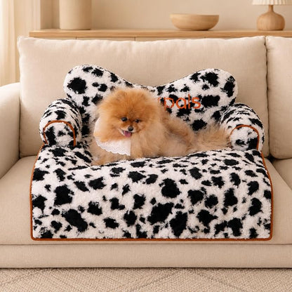 CHEERPALS Dog Bed Couch Cover Sofa Protector for Dogs, Pet Mat Calming | Removable Washable Cover, Fluffy Soft Cushion, Non Slip, Large Dog Bed for Sectional Sofa & Loveseat(Black&White, Medium)