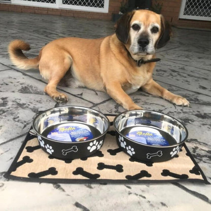 Loving Pets Bella Dog Bowls- Stainless Steel Dog & Cat Bowls - Spill Proof Dog Food Bowl, Cat Bowl, Puppy Essentials & Pet Supplies Great for Home & Travel (Medium 20-25 lbs, Espresso)