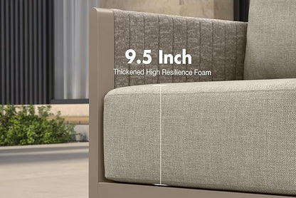 PURPLE LEAF Patio Furniture Set 8 Pieces Patio Seating Sofas Aluminum Furniture Outdoor Couch Sectional Set with Cushions and Aluminum Table Patio Conversation Sets Beige