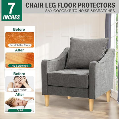 FoDau770 Rubber Wood Furniture Legs 7 Inches, Straight Tapered Wood Feet Mid Century Sofa Legs Set of 4, 5/16" UNC Furniture Feet Replacement Parts for Cabinet Couch Dresser Chair Ottoman Table