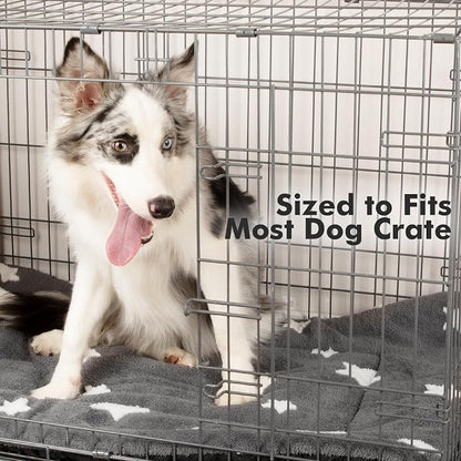 Mora Pets Dog Crate Pad Dog Bed for Crate Washable Flat Pet Kennel Mat Cute | Ultra Soft Dog Bed Mat, Crate Pad for Dog Cages Cozy Sleeping Liner, Pet Pillow Cushion Large Puppy Bed Anti Slip Grey 42x27
