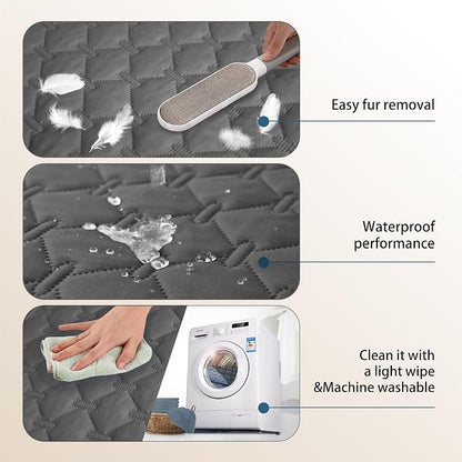 gogobunny 3X Stronger Waterproof Pet Blanket, Scratch Proof Furniture Protector for Dogs Cats, Reversible Cover 68x82 Inch, Dark Grey