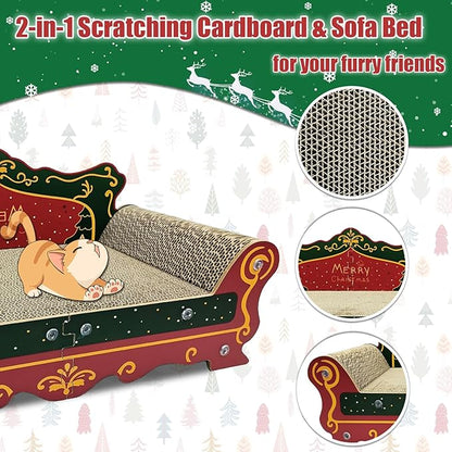 Luxury Cardboard Cat Scratcher Sofa Bed Couch Shaped Cat Scratching Board, Cat Scratch Lounge with Catnip,Cat Scratcher for Indoor Cats(Xmax)