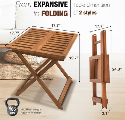 GREEN ALLUVIUM Folding Wooden Side Table – Premium Portable Foldable Table for Outdoor & Indoor Use, Patio, Camping & Small Spaces – Perfect with Adirondack Chairs – Golden Teak Finish
