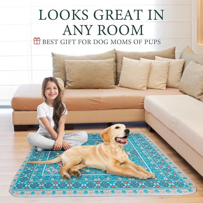 Homimp Washable Pee Pads for Dogs, 2 Pack Reusable Puppy Pads Waterproof, Absorbent and Leakproof Dog Pee Pads, Non Slip Puppy Training Pads, Pet Mat for Floor,Crate,Couch,Whelping,Blue, 36"x48"