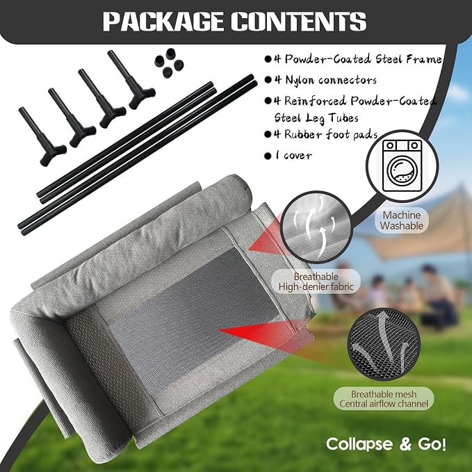Raised Dog Beds for Small Dogs, Cooling Indoor Outdoor Elevated Bolster Dog Cot Hammock with Metal Frame Breathable Mesh, Portable Dog Sofa Camping Dog Bed (23.62" L x 15.75" W x 5.91" H)