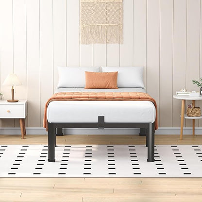 18 Inch Twin Heavy Duty 3500 lbs Bed Frame with Round-Corner Legs & Anti-Squeak Design – Quick Assembly Metal Platform, No Box Spring Needed