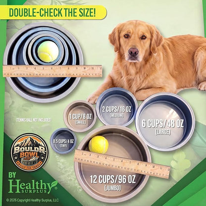 Pet Crock Bowl - 2 Pack – Thick Durable Plastic Non-Tip Food & Water Dish for Dogs, Cats - Indoor/Outdoor - Chew Resistant, Easy Clean BouldrBowl from Healthy Surplus® (White, 96oz Jumbo)