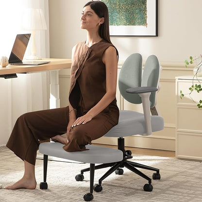 AreShark Criss Cross Office Chair with Armrest Wheels & Stretchable Rotating Footrest, Ergonomic Cross Legged Swivel Chair with Back Support& Adjustable Height for Yoga Kneeling Meditation Home Office