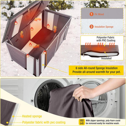 Aivituvin Outdoor Dog House 59" Extra Large Insulated Dog Kennel with Insulation Liner for Winter,All-Around Iron Frame