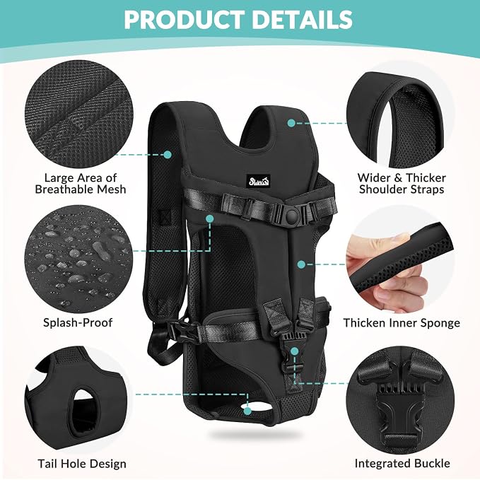 Lukovee Dog Backpack Carrier, Adjustable Front Carrier for Small Breeds | Legs Out Easy-fit, Hands Free, Lightweight, Dog Chest Pack for Hiking Travel Cycling Outdoor (B,L)