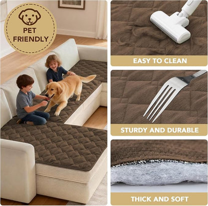 H.VERSAILTEX Chenille Couch Cover for Dogs Washable Soft Fuzzy Loveseat Covers Sectional Sofa Cover Thick Pet Couch Cover Protector Non-Slip Dog Bed Cover(Coco Mocha, 28" x 67")