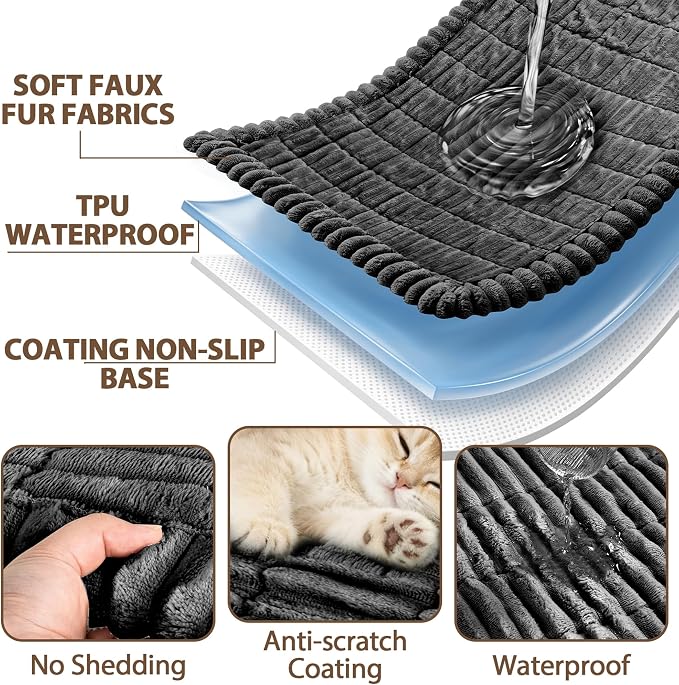 FUANGUI Waterproof Armrest Couch Cover for Dogs,27.6" x 27.6", Dark Grey | Non-Slip Backrest Cover Recliner Chair Protector, Fuzz Soft Armchair Armrest Cover Washable Couch Covers Sofa Pet Friendly