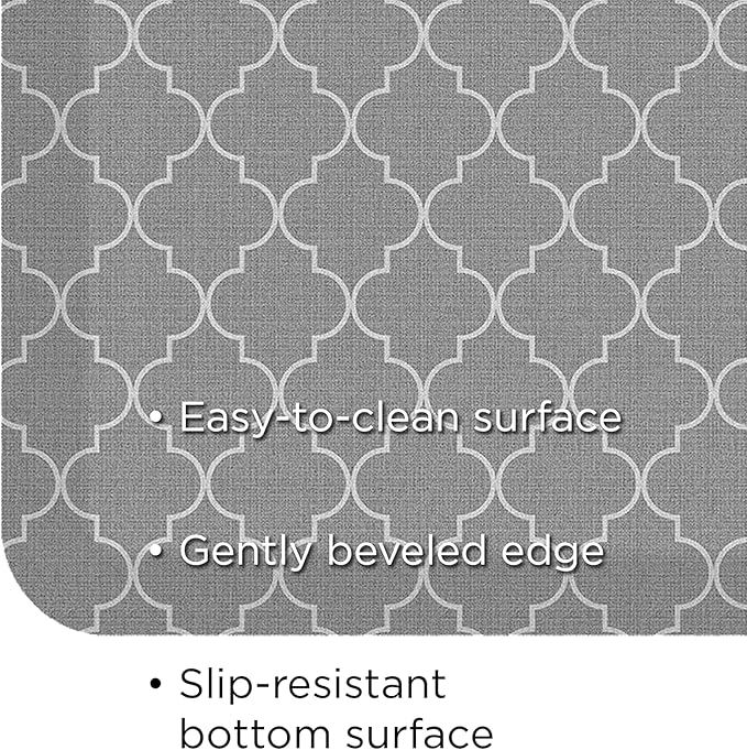 GelPro Anti-Fatigue Designer Comfort Kitchen Floor Mat, 20x48, Trellis Grey Stain Resistant Surface with 3/4” Thick Ergo-Foam Core for Health and Wellness