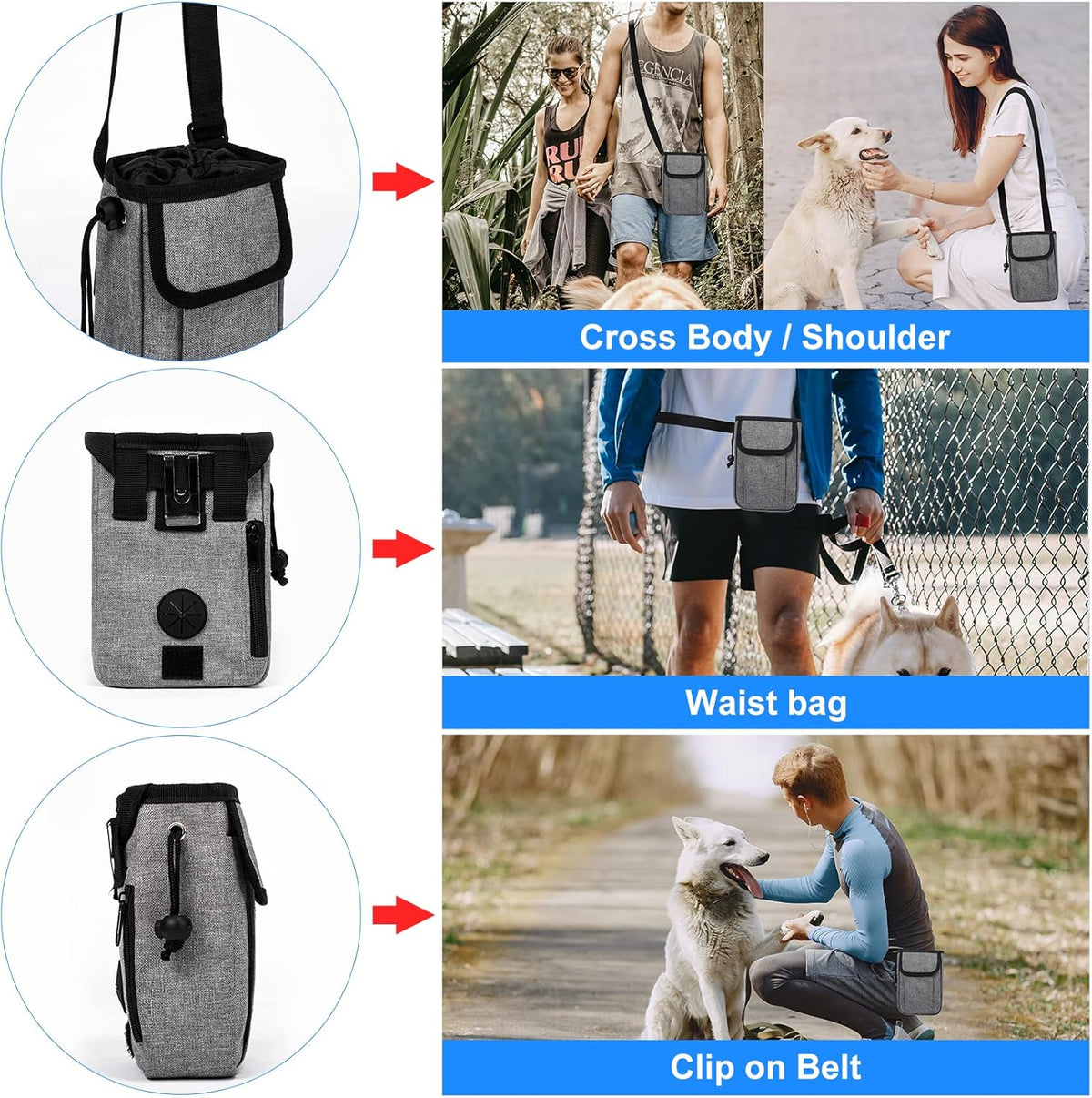 Modoker Dog Travel Bag Backpack, Airline Approved Pet Accessories Organizer for Dog and Cat with Shoulder Strap, 2 Dog Food Storage Containers, 2 Collapsible Dog Bowls,1 Pet Mat, Rose Red