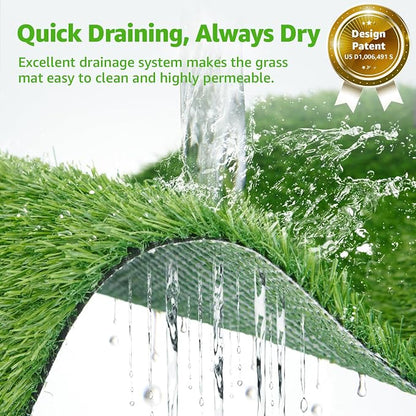 Dog Grass Pad with Tray for Dogs Puppy Potty Training to Pee & Poop Indoor | Dog Litter Boxes with Faster Drainage Artificial Grass & Quick-Absorbency Washable Pee Pads, Apartment Balcony Patio Use