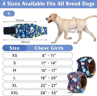 5 Pack Dog Diapers Male Reusable, Premium Belly Bands for Male Dogs, High Absorbing Male Dog Pee Wraps for Doggie in Incontinence or Excitable Urination and Training L